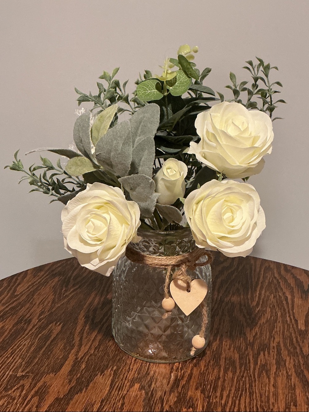 Cream Rose Bouquet in Glass Jar new in original packaging.